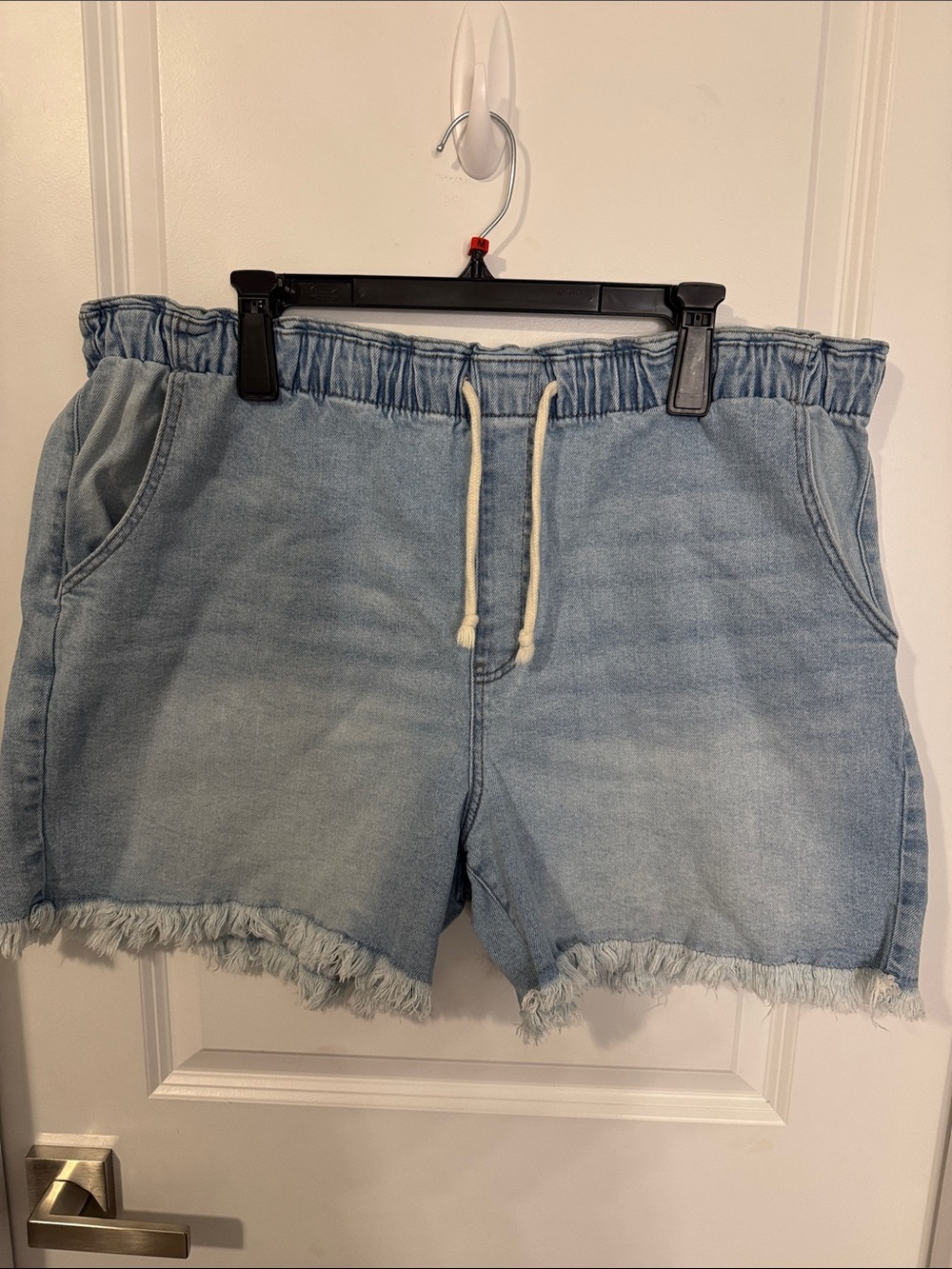 Celebrity Pink Light Wash Drawstring Denim Shorts